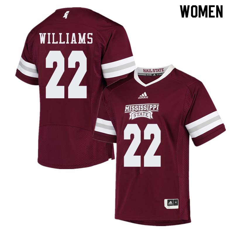 Women #22 Aeris Williams Mississippi State Bulldogs College Football Jerseys Sale-Maroon